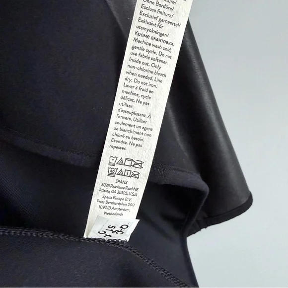 SPANX Faux Leather Sleeve Drape Front Jacket Black L Ponte Moto Blazer 50176R - Picture 13 of 16